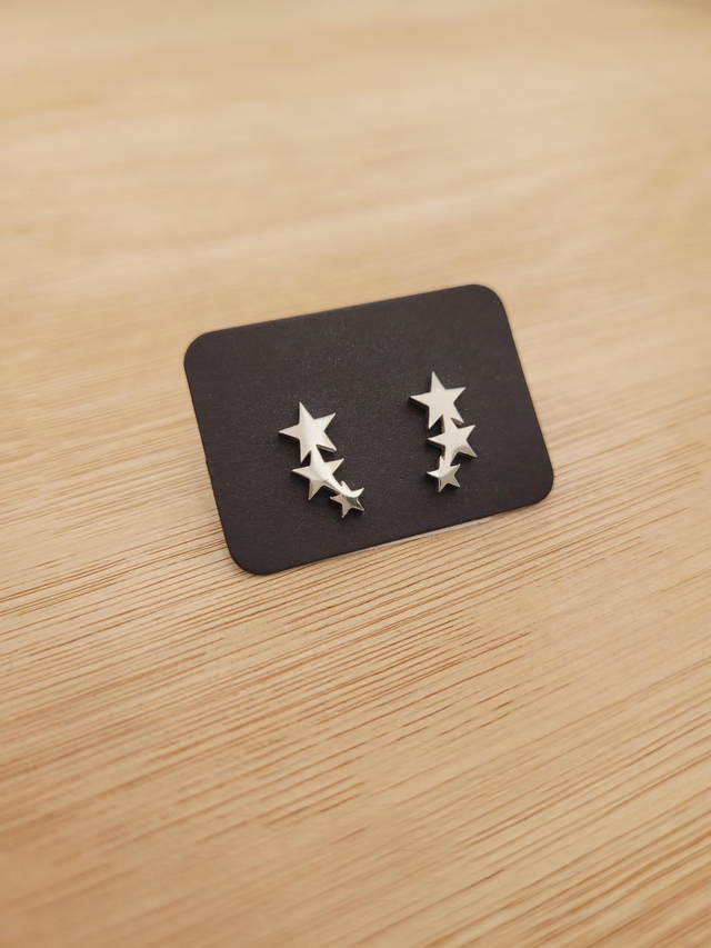 Stainless steel 3 star stud earrings - SL-005