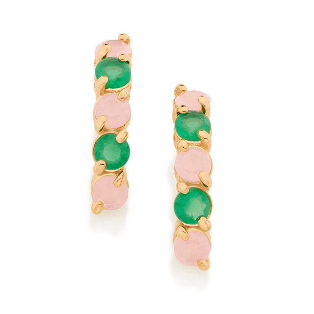 Brinco folheado a ouro 18k com cristais Colorido