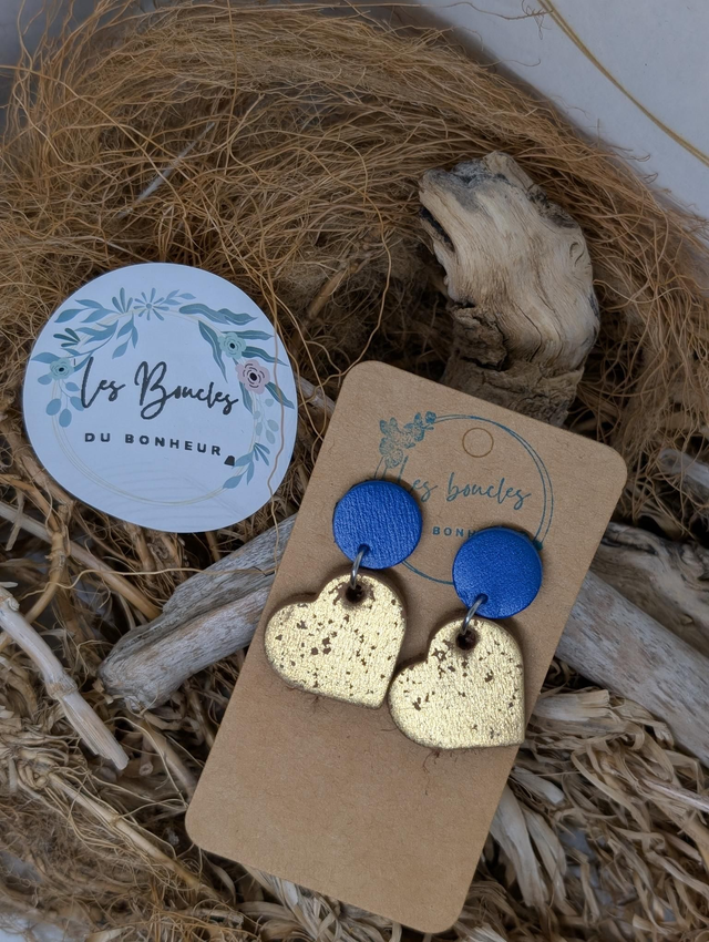 Boucles d&#039;oreilles Évasion doré bleu ev019