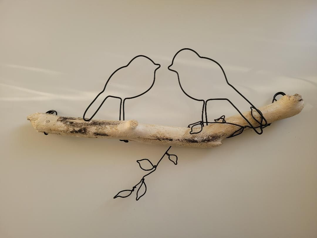 B10 - Branche bois 2 oiseaux 