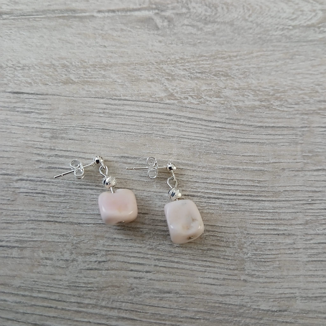 Oorbellen – Roze Opaal – zilverkleurig RVS (1.295)