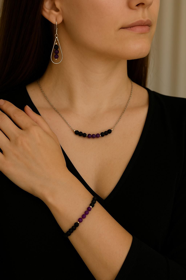 Parure 4 Lumière Violette & Force Volcanique