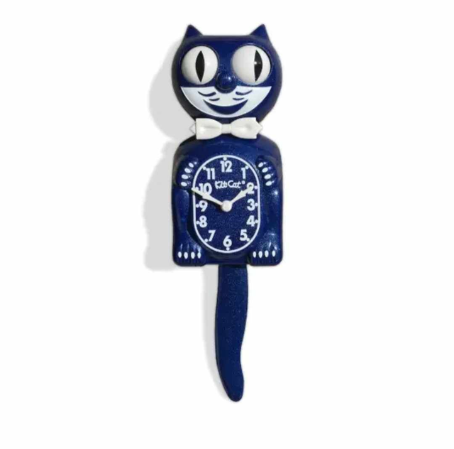 Kit cat clock bleu effet métallisé