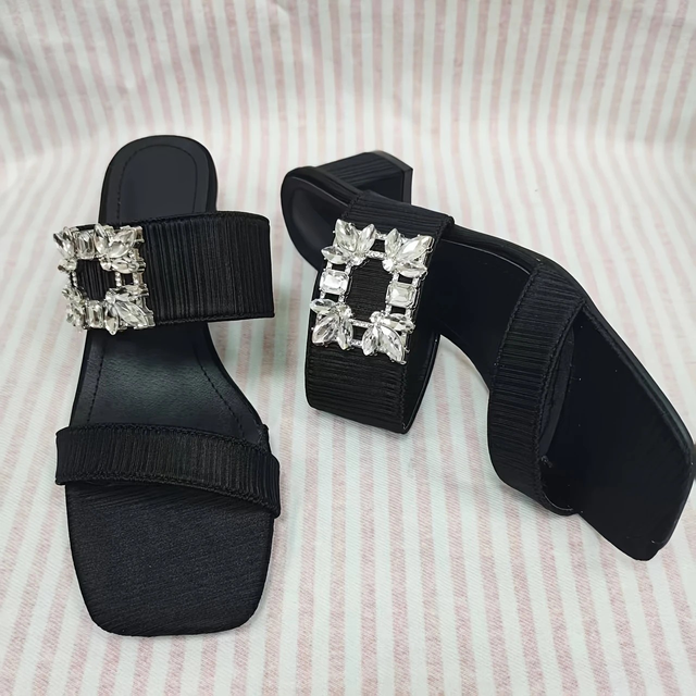 Women's Elegant High-Heel Sandals with Sparkling Rhinestone Decor