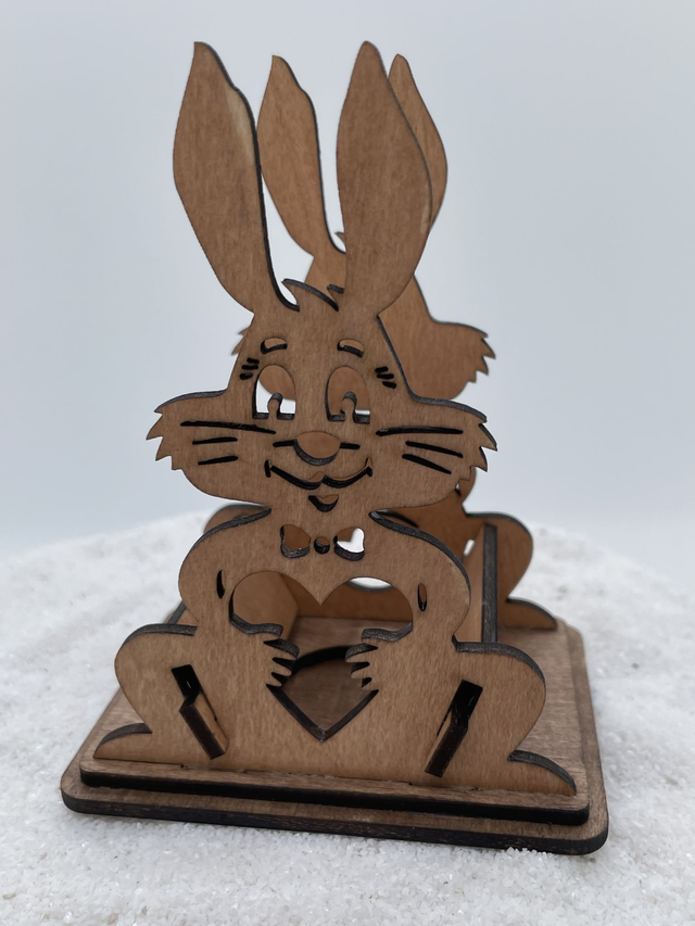 Porte oeuf pour Pâques en forme de double lapin
