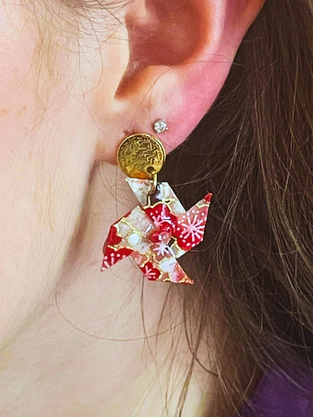 Boucles d’oreilles « Moulins en Papier Japonais »