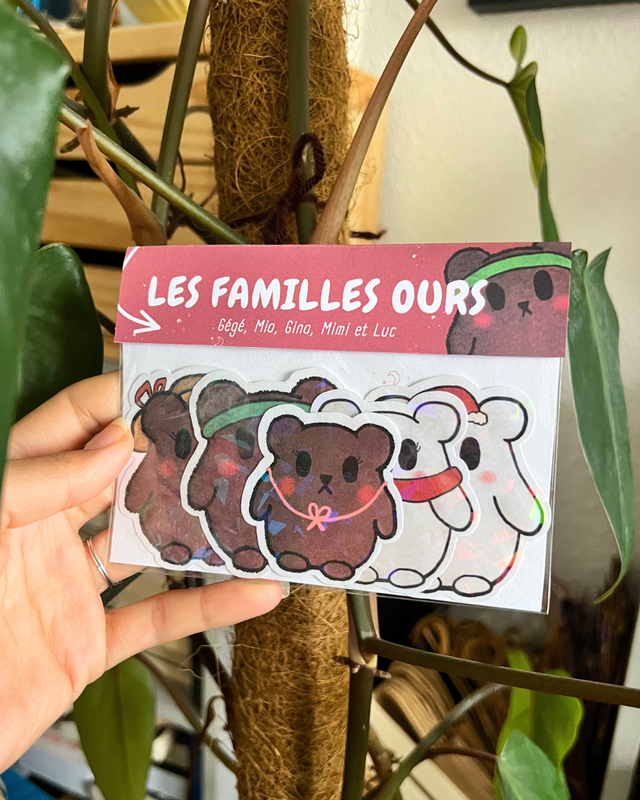Les familles ours | Lot de 5 stickers créatures waterproof