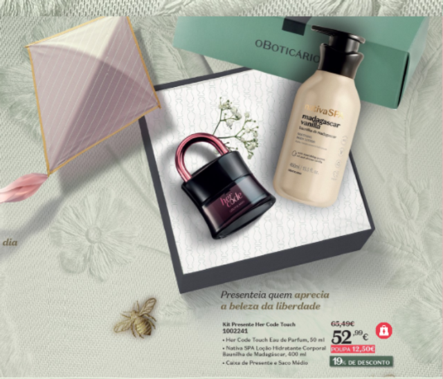 Kit Presente O Boticário Her Code Touch + Loção Nativa SPA Baunilha de Madagascar 