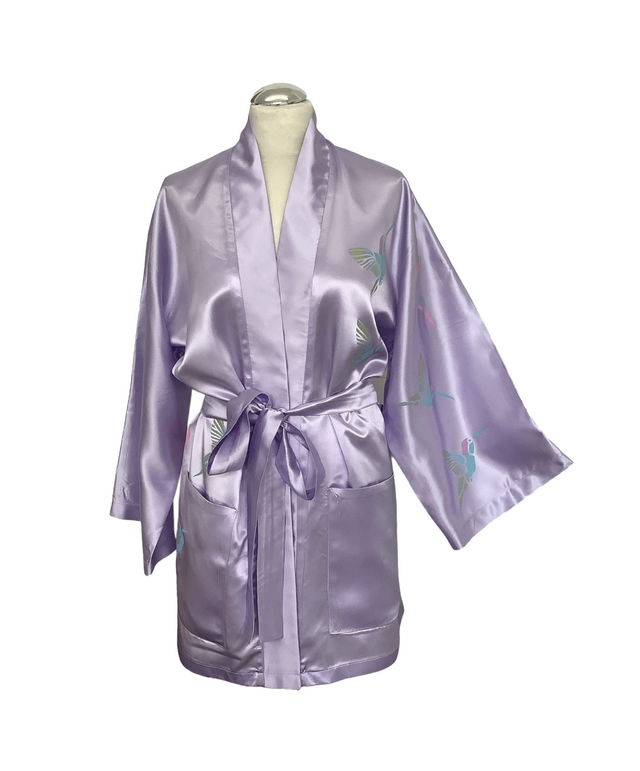 Lilliac Luxury Satin Hummingbirds Robe