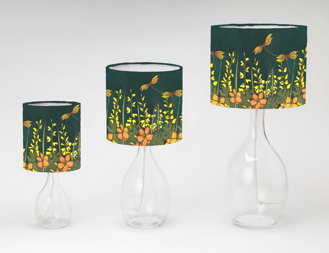 Yellow dragon print table shades  