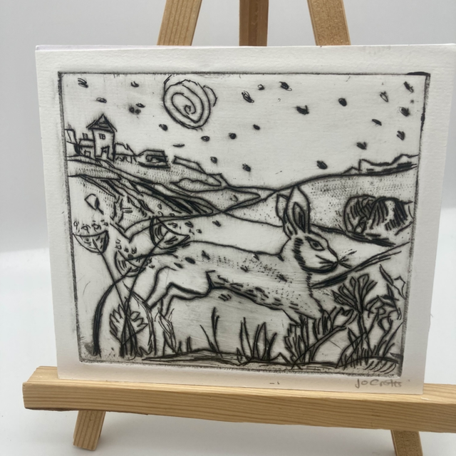 Drypoint Running Hare - slight misprint 