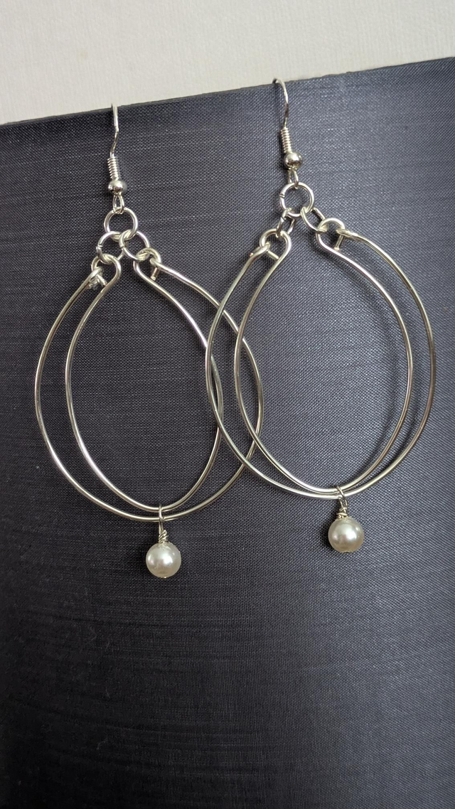 Silver Plated Hoop &amp; Pearl Earrings 
