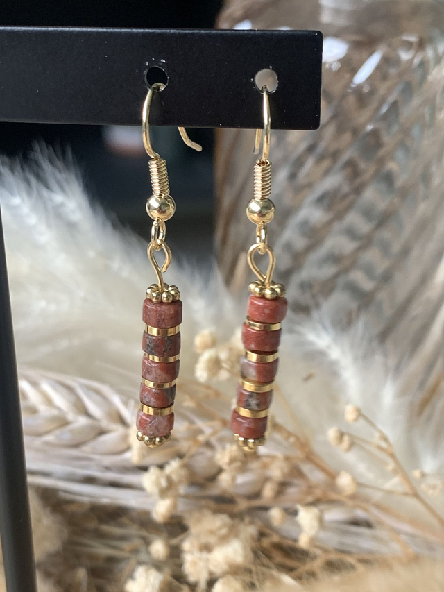 Boucles d'oreilles Soléa Granit Rouge