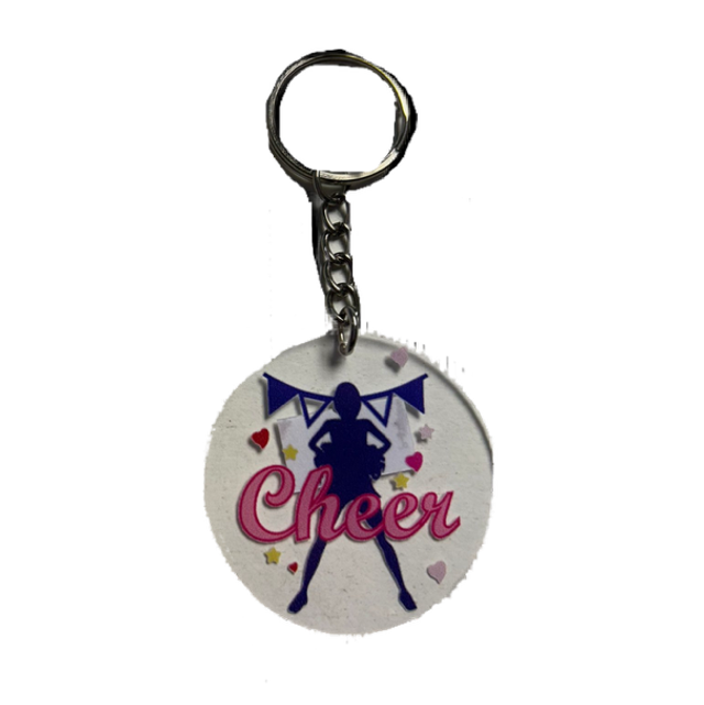 Cheerleader plastic disc Keyring 