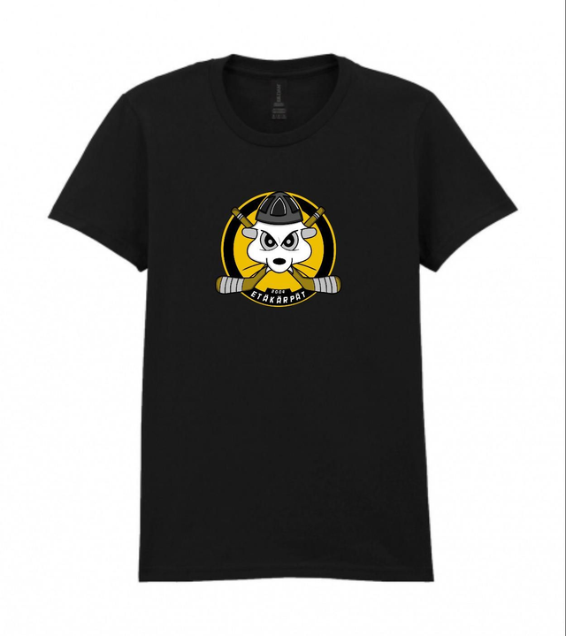 T-paita isolla logolla, painovirhe