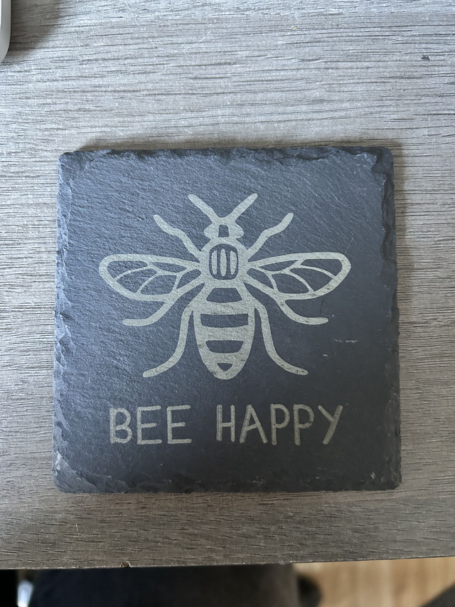 BEE HAPPY welsh slate bee themed coaster