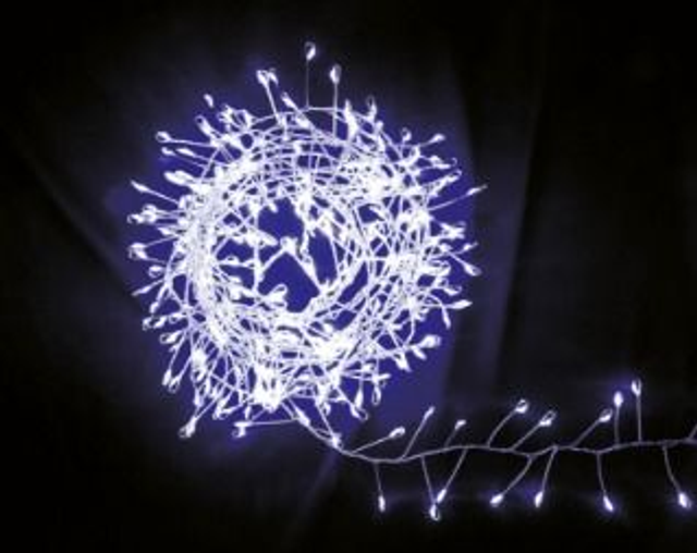 NATALE , FILO LED 384 BIANCO FREDDO -  MT 4.8 INTERNO ESTERNO IP44 8 GIOCHI DI LUCE 