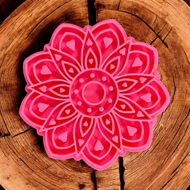 Tonstempel - Mandala mit Herzen