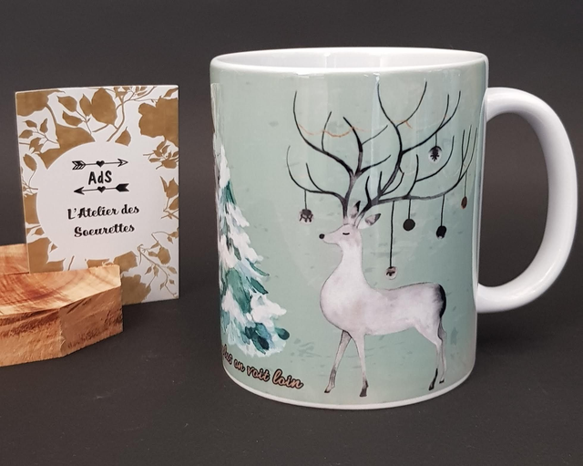 Mug - Cerf décoré boules (11c)