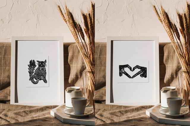 Linogravure "Cat Power" - lesbianisme