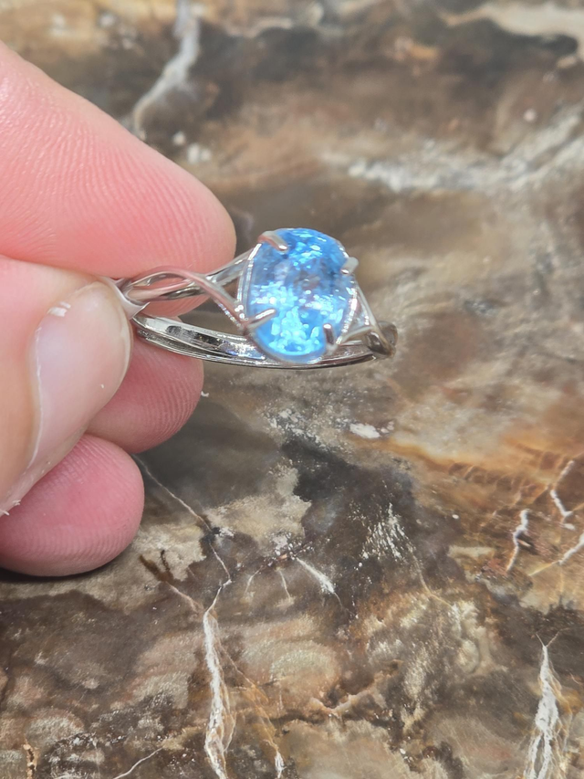 Bague Argent 925 et Topaze bleu 