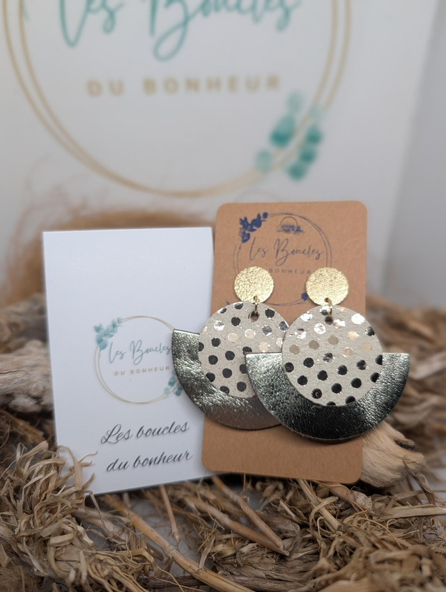 Boucles d'oreilles Dona doré à pois do026