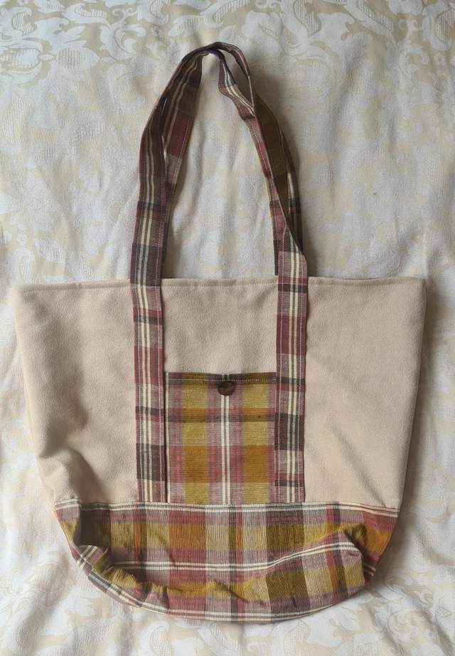 Multicoloured Check 'Daffodil' Beach Bag