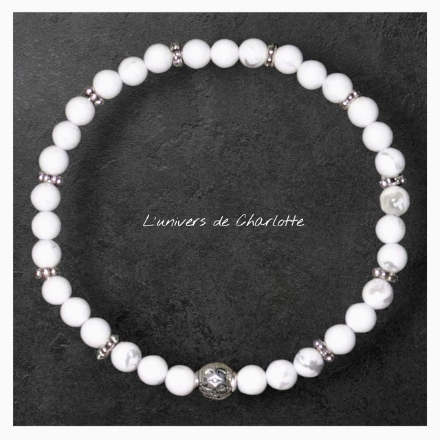 Bracelet &quot;Howlite&quot; 4mm BR-115