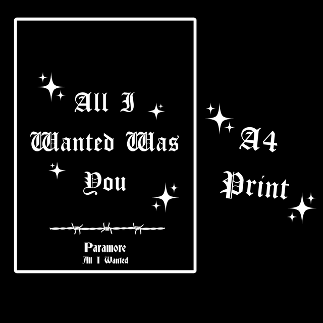 Paramore All I Wanted Lyrics A4 Poster