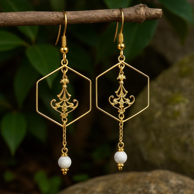 Boucles d'oreilles Howlite ~Calme &amp; Sérénité