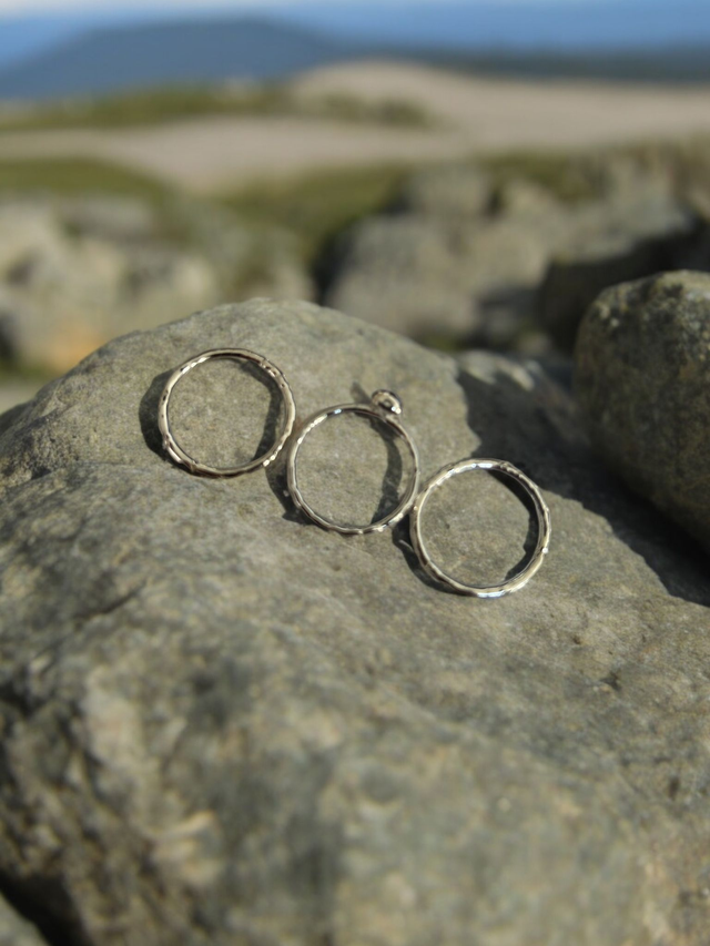 Stacking Rings - 1 nugget ring and 2 thin hammered rings