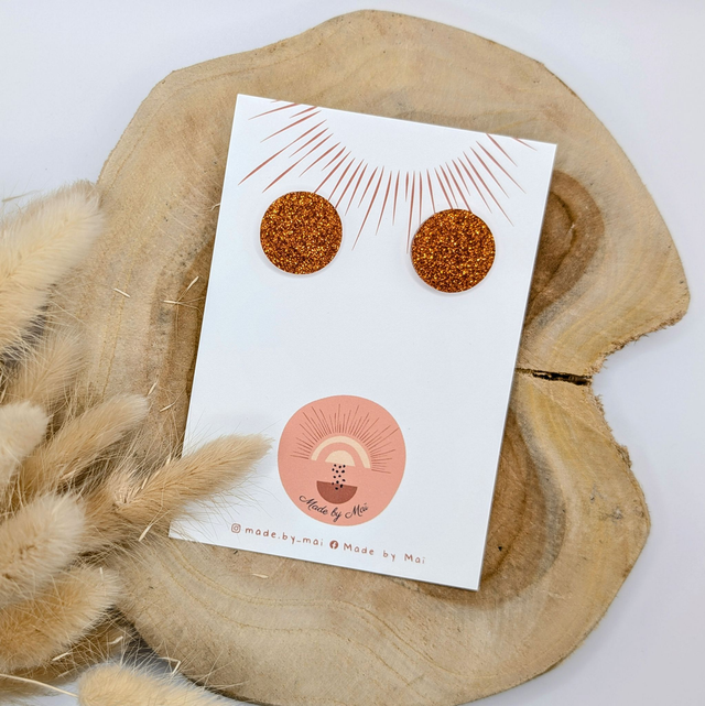 Petites boucles rondes oranges pailletées