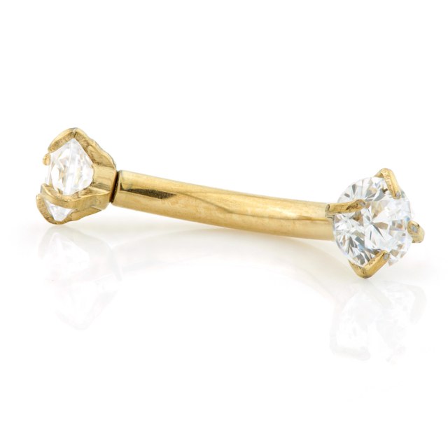 Zircon Gold Titanium Rook Bar with Prong Set Crystals