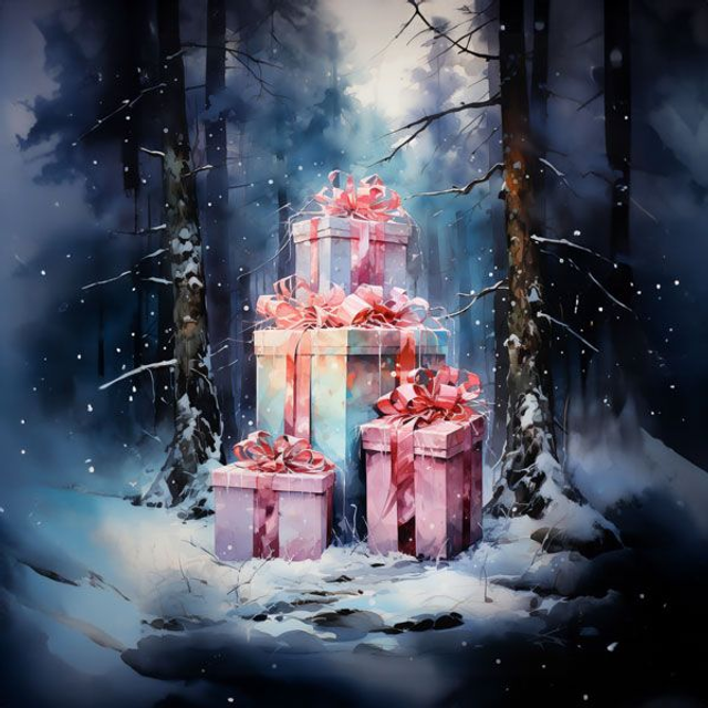 Panneau Cadeaux de Noel en Polyester imperméable - 40x40cm  