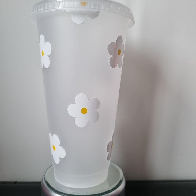 Personalised Tumbler Transparent Cold Cup - Daisy - Ideal Gift - Starbucks Style