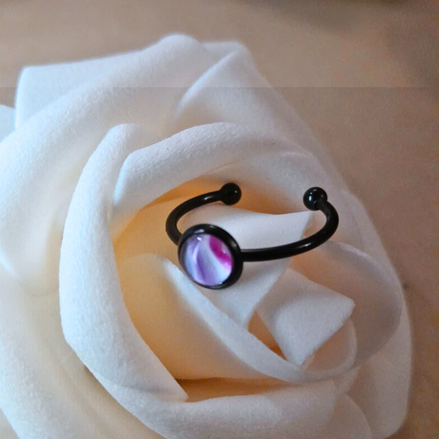 PETALE DE REVE - Bague ajustable - Blanc, rose &amp; violet