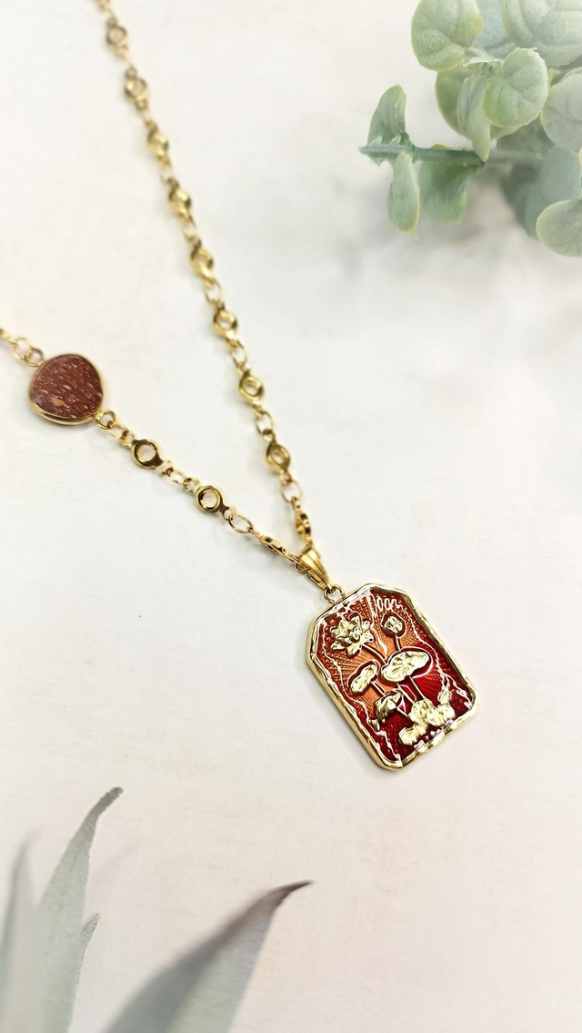 Collier VANAH - Rouge Automne - Pierre de soleil