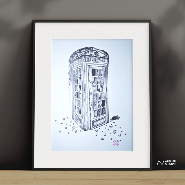 London cabine téléphonique - Dessin original (pièce unique)