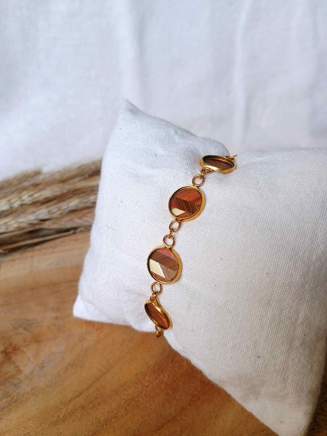 Bracelet Multi-cabochon Chevron bois