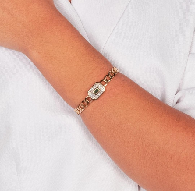 Bracelete Aro Corrente Cristal 