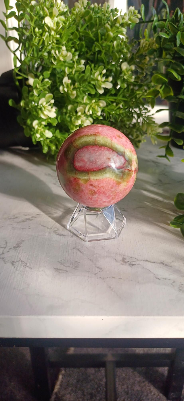 Thulite with Epidote Sphere 1