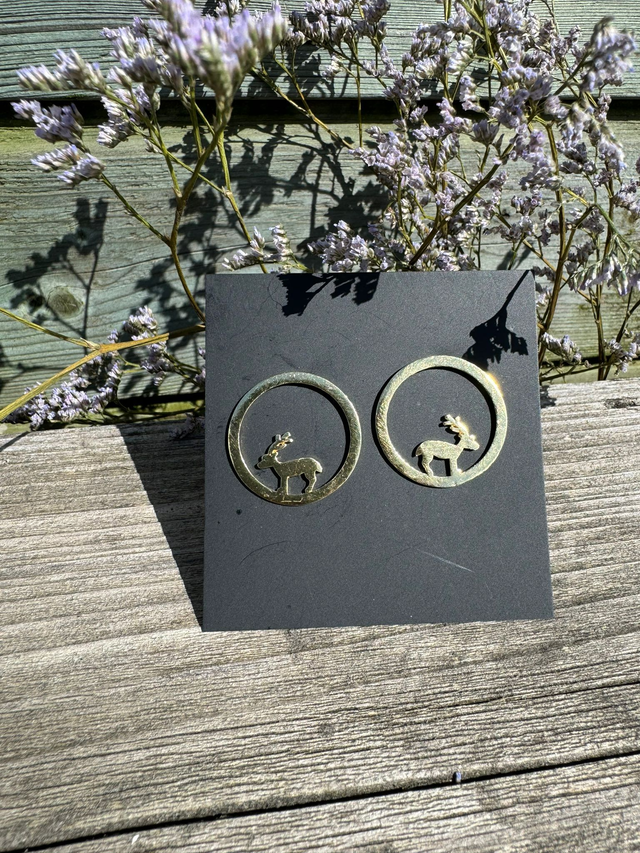 Deer earrings - brass