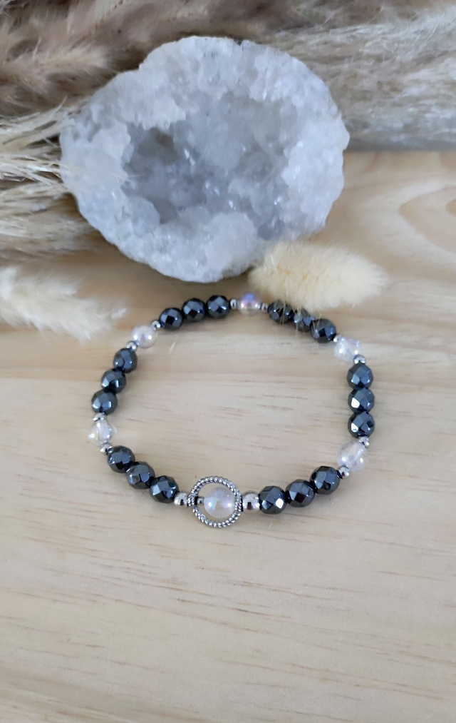 Bracelet "Confiance en soi" Hématite facettée