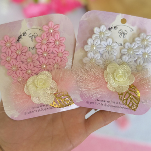Barrette oreilles de lapin fleuries 🌸