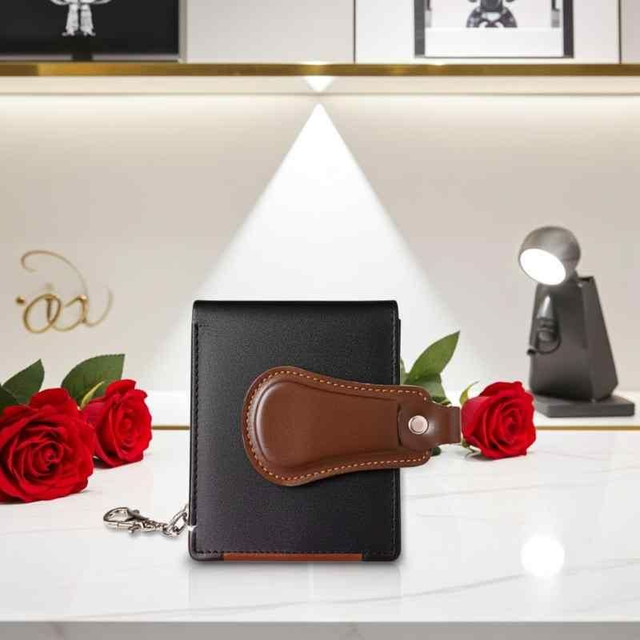 Men’s Wallet &amp; Key Holder Set – Black with Red Line / Black with Brown Line

