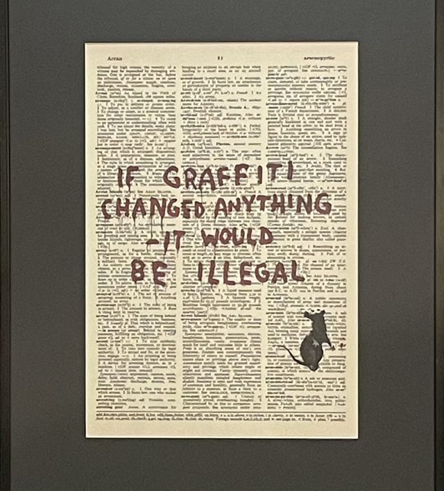 Graffiti - bedruckte Buchseite gerahmt 