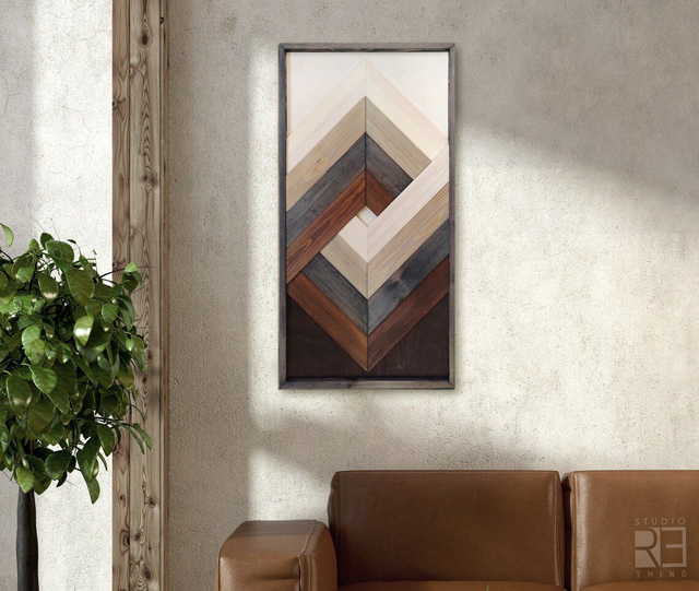 1# Drewniana dekoracja ścienna z geometrycznej kolekcji 