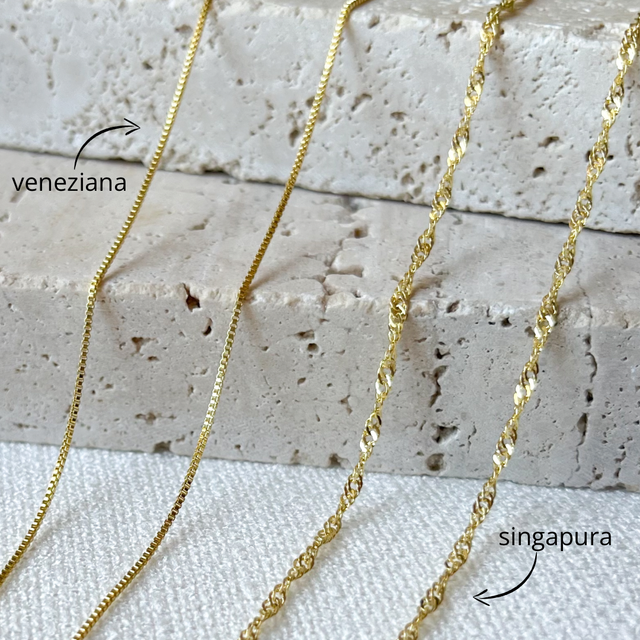 Corrente banhada a Ouro 18k ou Ouro Branco