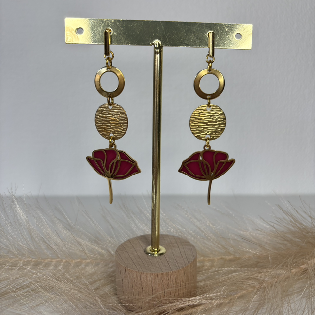 Boucles d’oreilles fleurs rose