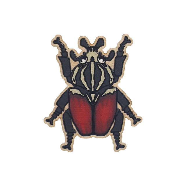 Goliath Beetle Wooden Pin Badge